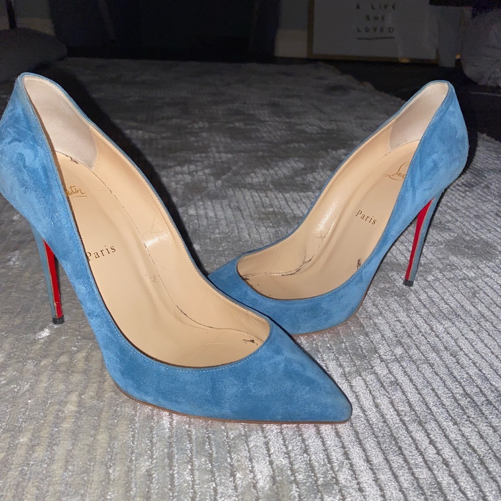 COPY - Christian Louboutin Blue suede heels